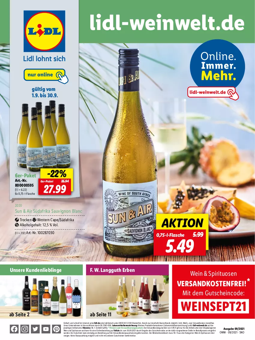 Aktueller Prospekt Lidl - Beste Weine für jeden Anlass - von 27.08 bis 30.09.2021 - strona 1