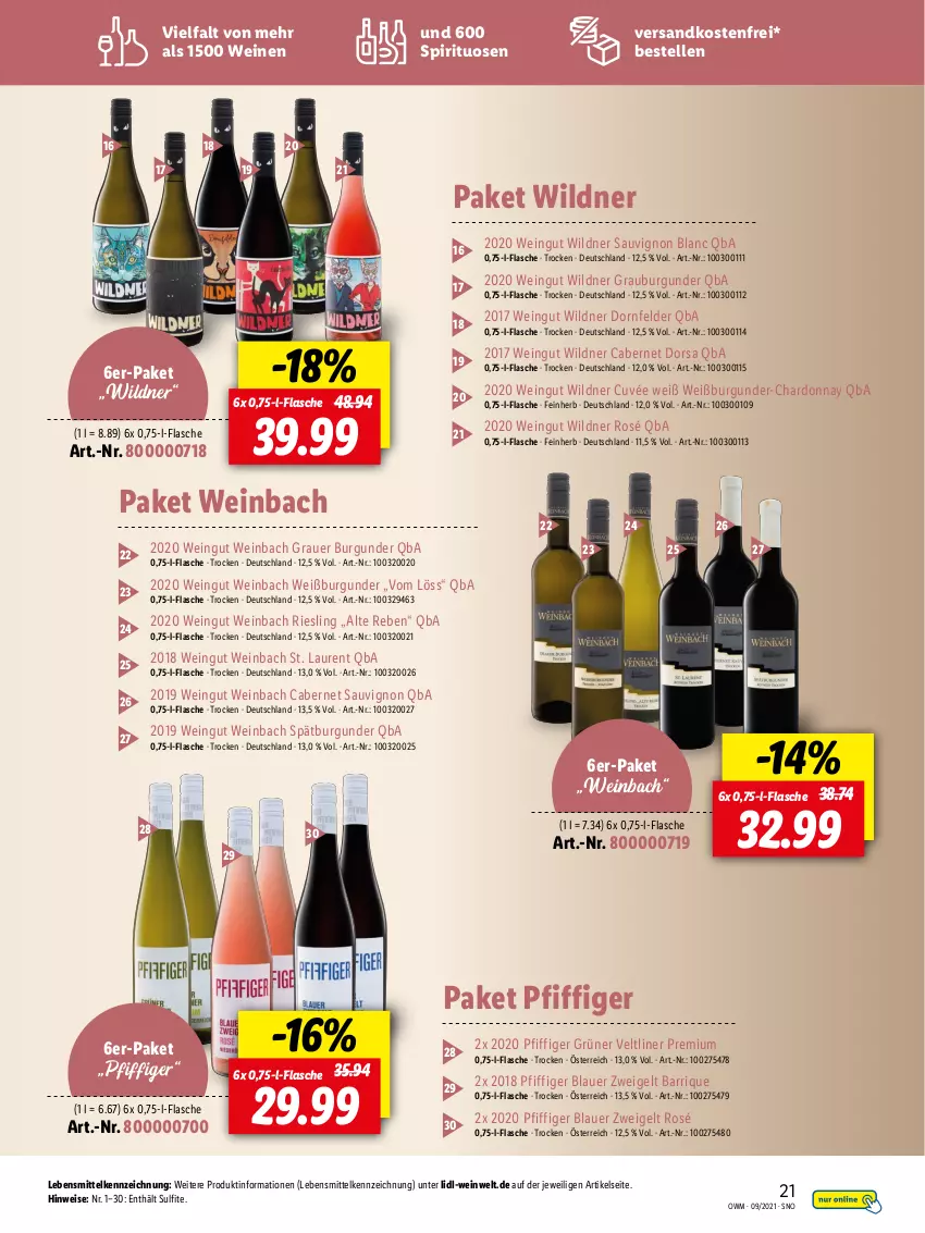 Aktueller Prospekt Lidl - Beste Weine für jeden Anlass - von 27.08 bis 30.09.2021 - strona 21