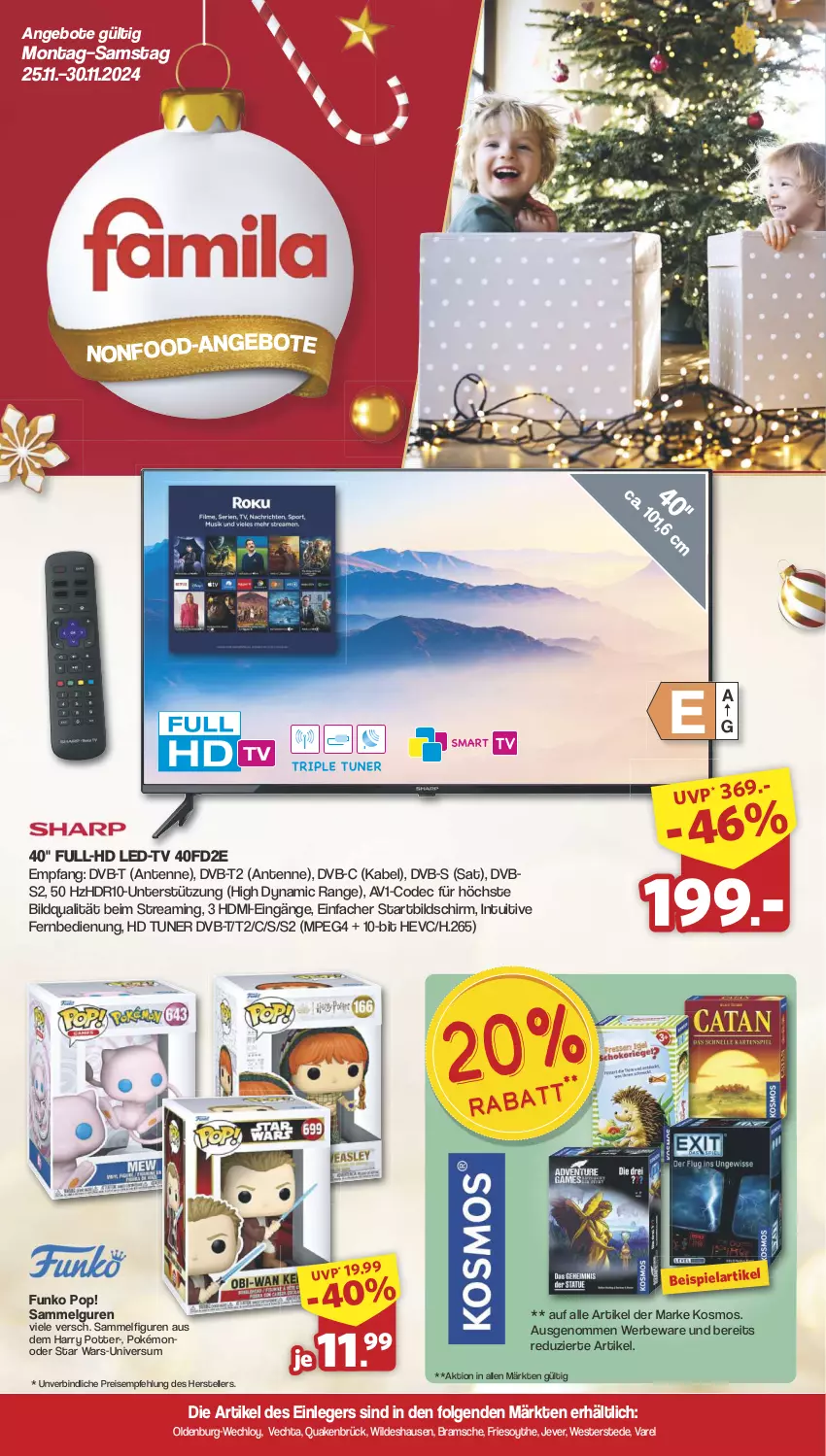 Aktueller Prospekt Famila - Prospekte - von 25.11 bis 30.11.2024 - strona 1 - produkty: angebot, angebote, dvb, DVB-T, eis, elle, fernbedienung, HDMI, jever, LG, reis, rel, teller, Ti, tuner, Weste, Wild