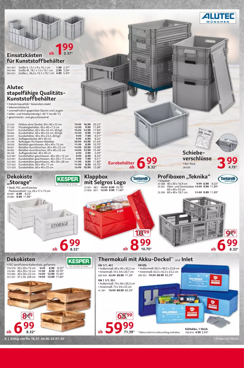 Aktueller Prospekt Selgros - Non Food - von 18.07 bis 24.07.2024 - strona 6 - produkty: akku, Behälter, decke, Deckel, eis, Holz, Klappbox, kühlakku, lebensmittel, LG, mac, pasta, pizza, Pizzateig, reis, rel, rum, tee, Ti