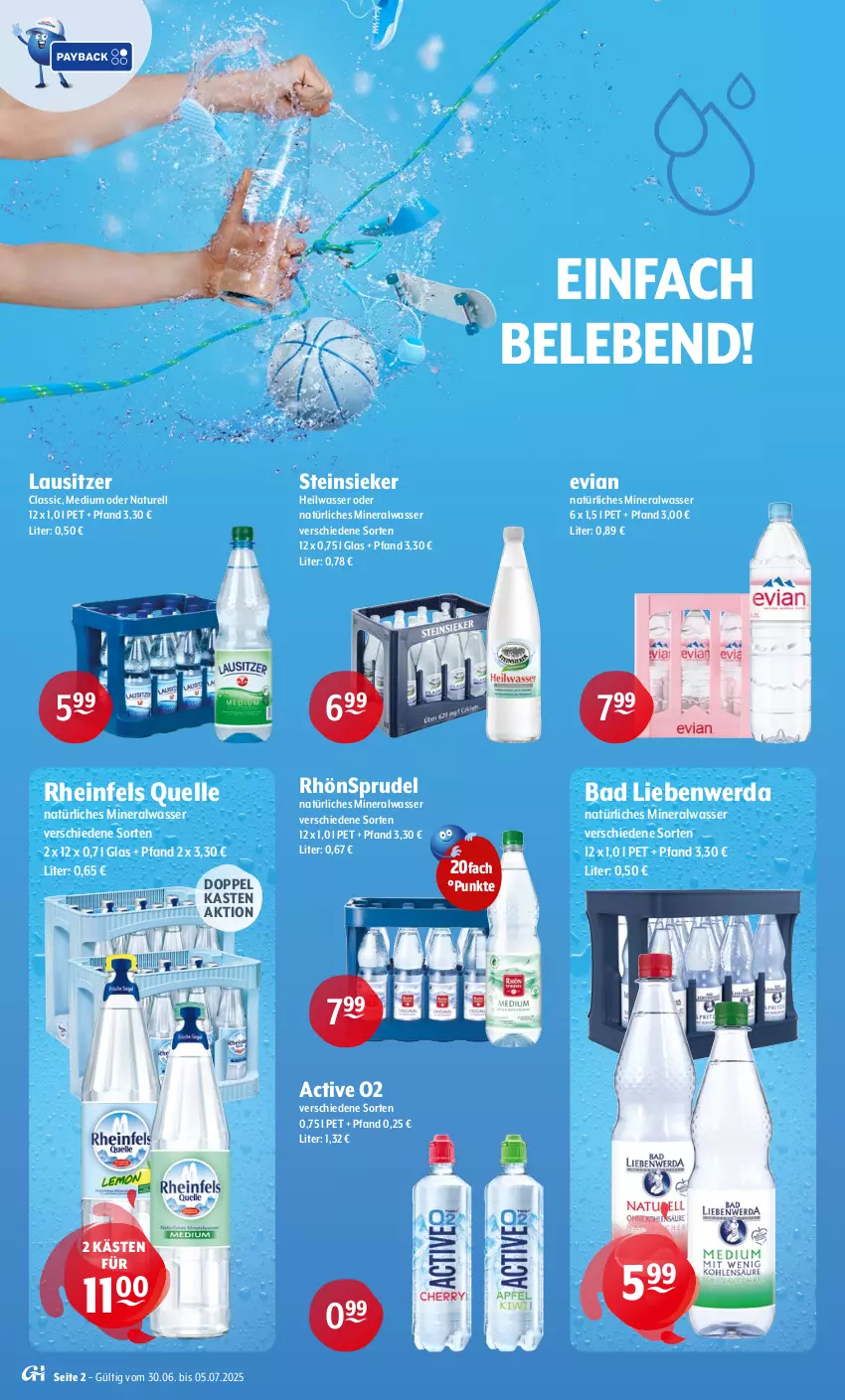 Aktueller Prospekt Getraenke Hoffmann - Prospekte - von 30.06 bis 05.07.2025 - strona 2 - produkty: Alwa, Bad, Bad Liebenwerda, elle, mineralwasser, natur, natürliches mineralwasser, rel, rheinfels quelle, RhönSprudel, Sprudel, Steinsieker, Ti, wasser