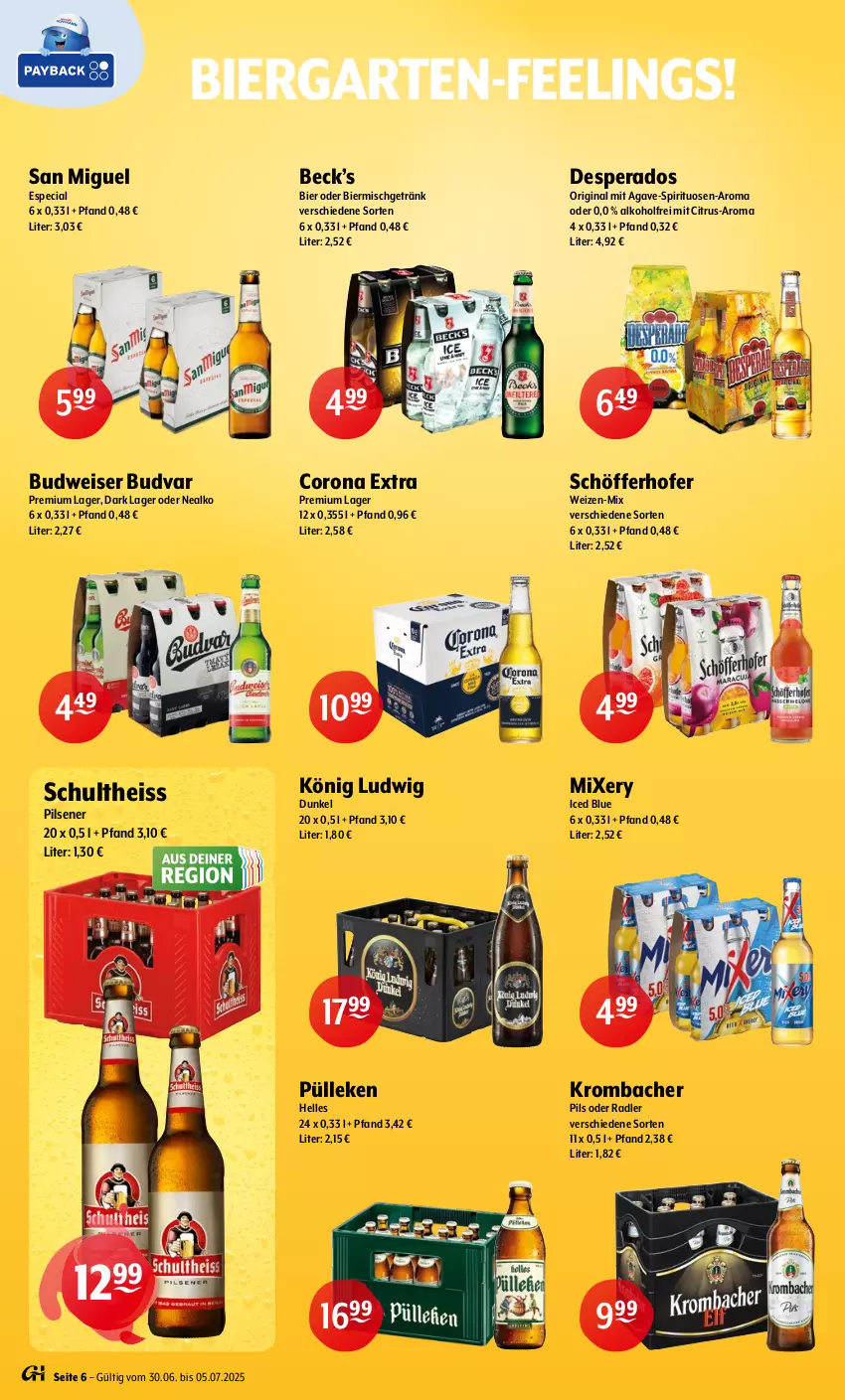 Aktueller Prospekt Getraenke Hoffmann - Prospekte - von 30.06 bis 05.07.2025 - strona 6 - produkty: alkohol, bier, budweiser, citrus, corona, corona extra, desperados, eis, elle, Garten, getränk, gin, krombache, krombacher, krombacher pils, Mixer, mixery, oder radler, pils, pilsener, radler, schöfferhofer, Schultheiss, spirituosen, Ti