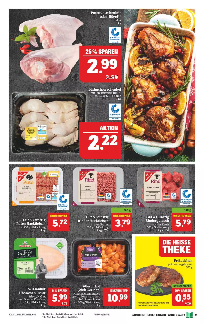 Aktueller Prospekt Marktkauf - Prospekt - von 02.01 bis 08.01.2022 - strona 13 - produkty: auer, braten, eis, filet, henkel, pute, rind, rinder, sauce, schenkel, schnitten, Ti, wiesenhof, wok