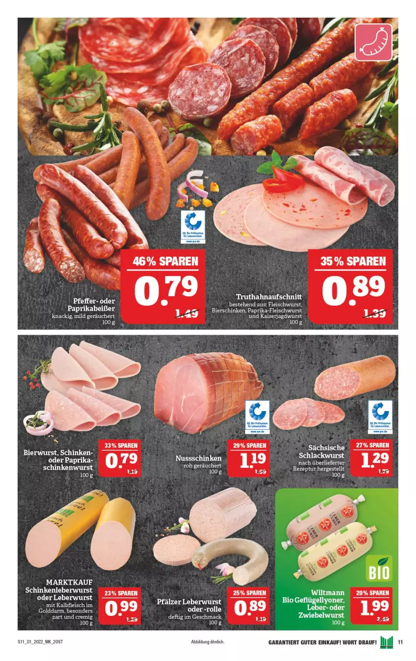 Aktueller Prospekt Marktkauf - Prospekt - von 02.01 bis 08.01.2022 - strona 15 - produkty: aufschnitt, bier, bierschinken, bio, eis, fleisch, fleischwurst, Geflügel, jagdwurst, Kaiser, Kalbfleisch, lack, leberwurst, lyoner, mac, mit kalbfleisch, paprika, schinken, schinkenwurst, Ti, truthahn, wiltmann, wurst, Yo, zwiebel