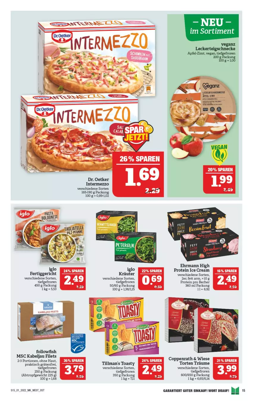 Aktueller Prospekt Marktkauf - Prospekt - von 02.01 bis 08.01.2022 - strona 19 - produkty: apfel, Becher, coppenrath, Dr. Oetker, ehrmann, elle, fertiggericht, filet, filets, followfish, iglo, intermezzo, kräuter, Ti, Tillman's, tisch, toast, toasty, torte