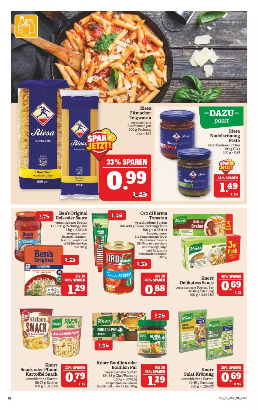 Aktueller Prospekt Marktkauf - Prospekt - von 02.01 bis 08.01.2022 - strona 20 - produkty: basmati, Becher, bio, chips, classico, delikatess sauce, dip, eis, gin, kartoffel, knorr, korn, kraft, mac, nudel, pasta, pesto, pfanni, pizza, reis, riesa, risotto, salat, sauce, snack, Sugo, teigwaren, Ti, tomate, tomaten, Tomaten Passiert, tomatenmark, Wild