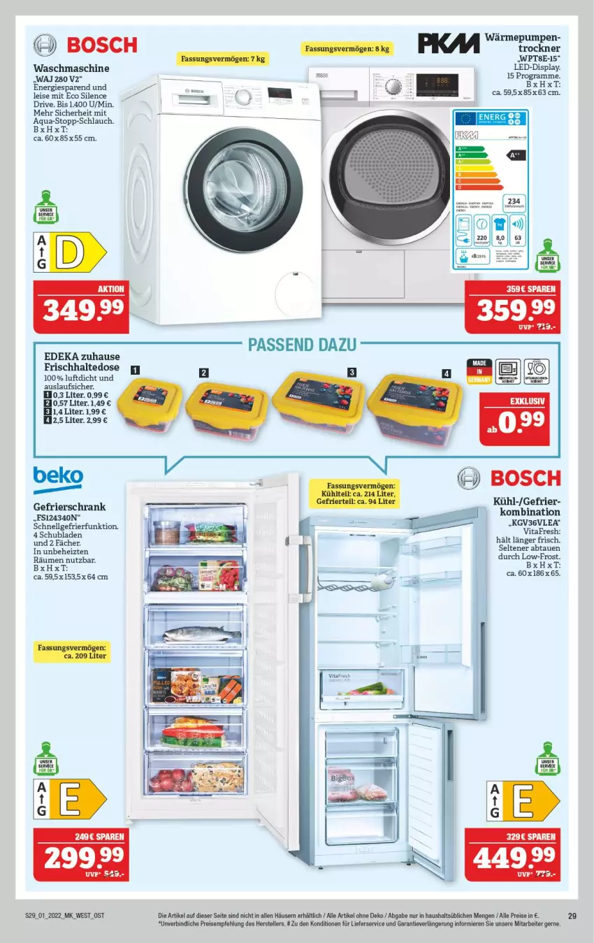 Aktueller Prospekt Marktkauf - Prospekt - von 02.01 bis 08.01.2022 - strona 33 - produkty: aqua, beko, bosch, deka, eis, elle, gefrierschrank, LG, lieferservice, reis, schlauch, Schrank, schubladen, teller, Ti, waschmaschine, ZTE