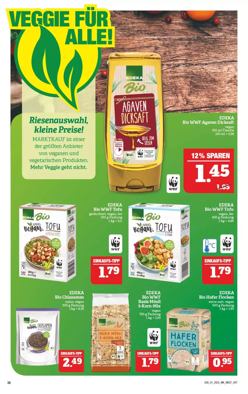 Aktueller Prospekt Marktkauf - Prospekt - von 02.01 bis 08.01.2022 - strona 42 - produkty: agaven, basis müsli, bio, chia, dicksaft, eis, korn, leine, müsli, reis, saft, tee, Ti, Tofu, Vegeta, veggie