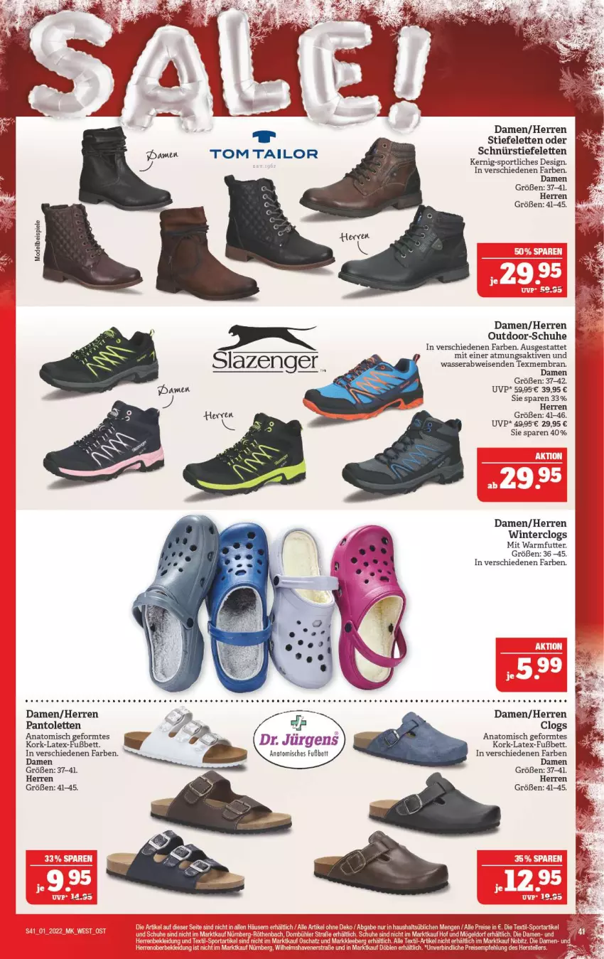 Aktueller Prospekt Marktkauf - Prospekt - von 02.01 bis 08.01.2022 - strona 45 - produkty: bett, Clogs, dell, eis, Mode, pantolette, pantoletten, Schnürstiefel, schuhe, slazenger, Spiele, Sport, Stiefeletten, tee, Ti, tom tailor, wasser, Winterclogs