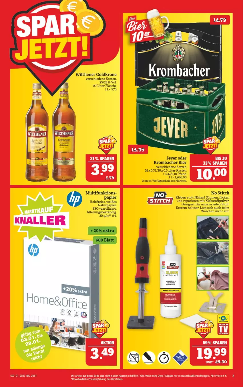 Aktueller Prospekt Marktkauf - Prospekt - von 02.01 bis 08.01.2022 - strona 7 - produkty: bier, eis, elle, flasche, goldkrone, Holz, jever, krombache, krombacher, krone, natur, papier, reis, teller, Ti, wilthener, Wilthener Goldkrone