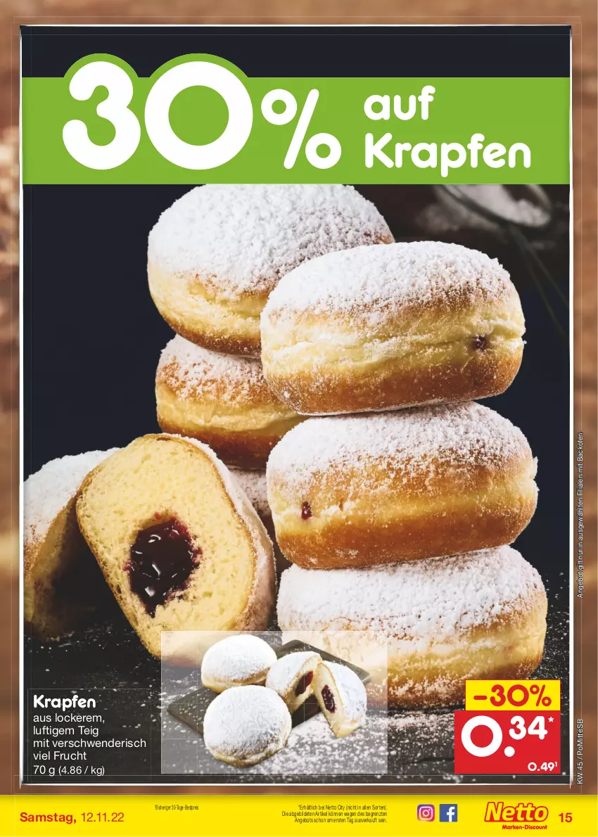 Aktueller Prospekt Netto Marken-Discount - Filial-Angebote - von 07.11 bis 12.11.2022 - strona 15 - produkty: angebot, backofen, bestpreis, Donut, donuts, eis, frucht, Ofen, reis, Ti, ZTE