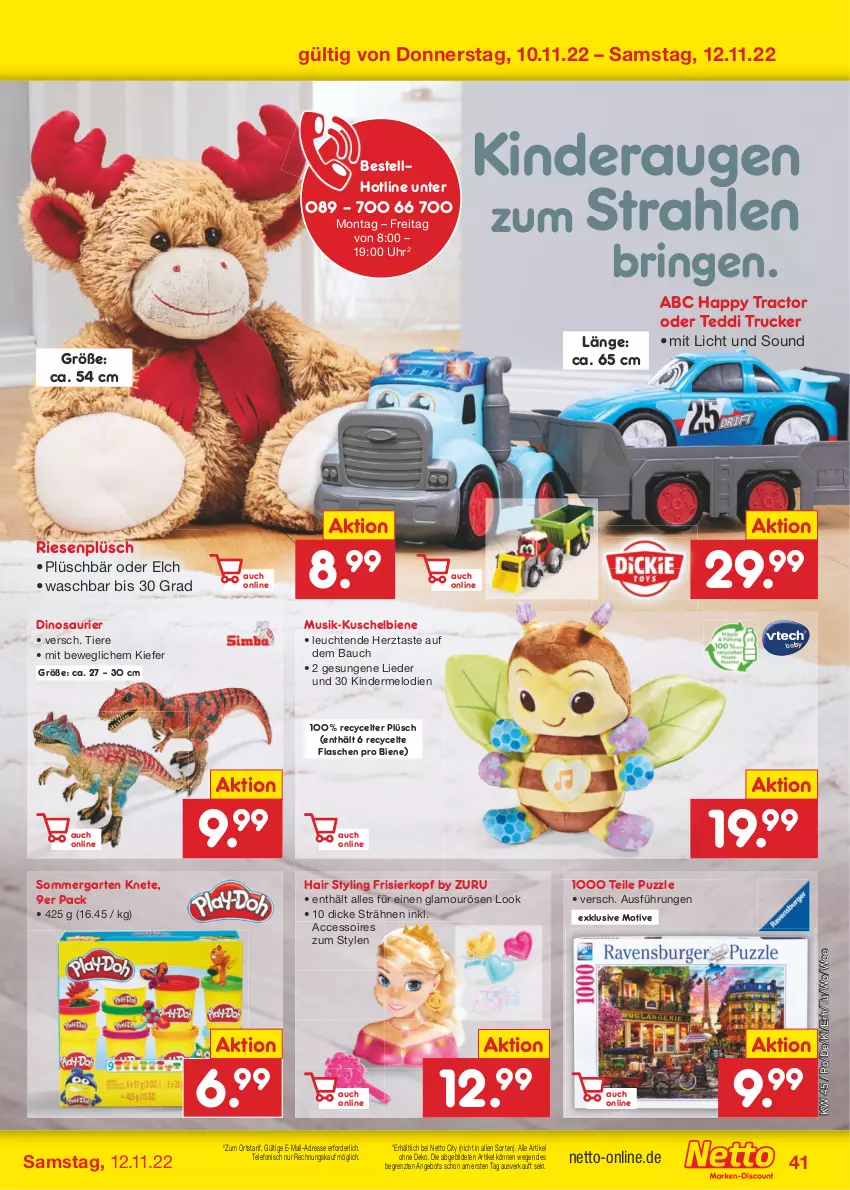 Aktueller Prospekt Netto Marken-Discount - Filial-Angebote - von 07.11 bis 12.11.2022 - strona 41 - produkty: ACC, accessoires, angebot, Bau, flasche, Garten, Kinder, Leuchte, leuchten, Plüsch, Puzzle, ring, telefon, Ti, Tiere, uhr, ZTE