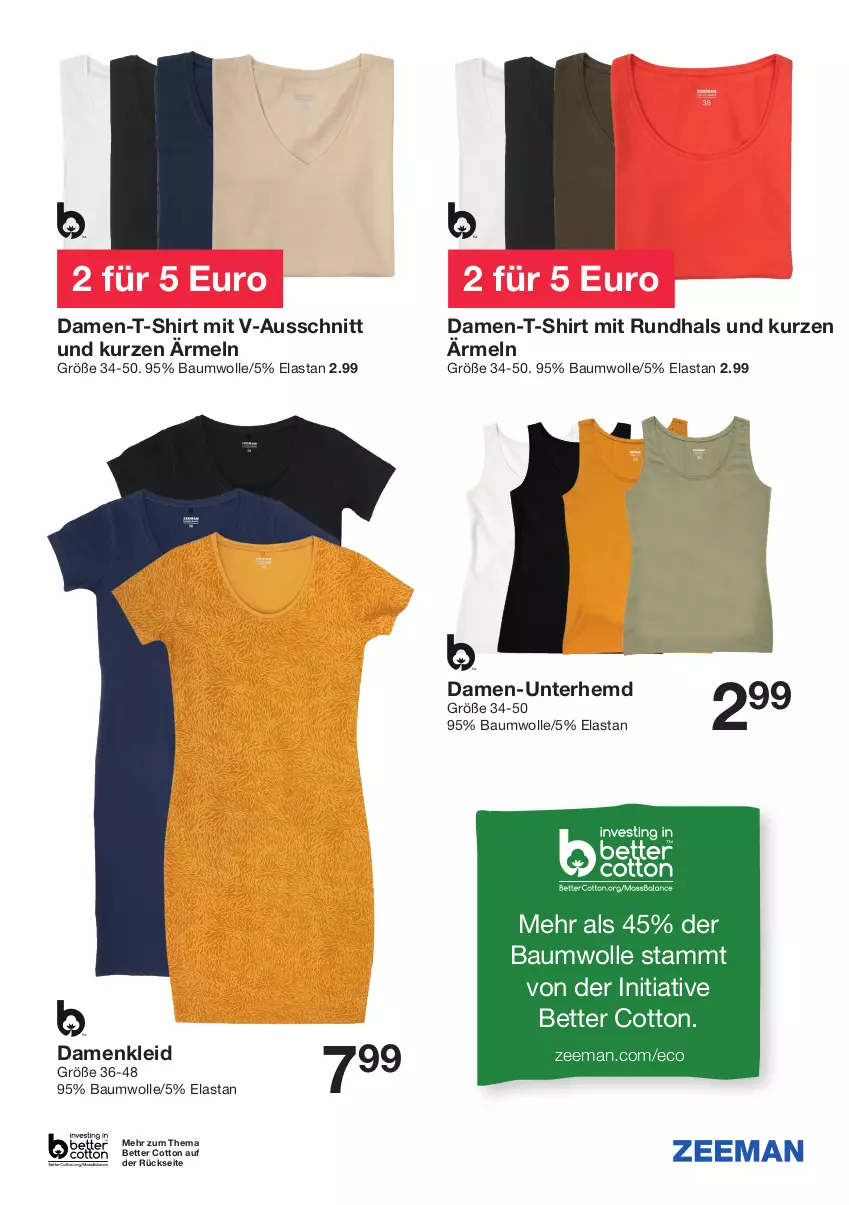 Aktueller Prospekt Zeeman - Prospekte - von 12.03 bis 25.03.2022 - strona 12 - produkty: Bau, baumwolle, bett, Damen-Unterhemd, hemd, kleid, shirt, T-Shirt, Ti, Unterhemd, wolle