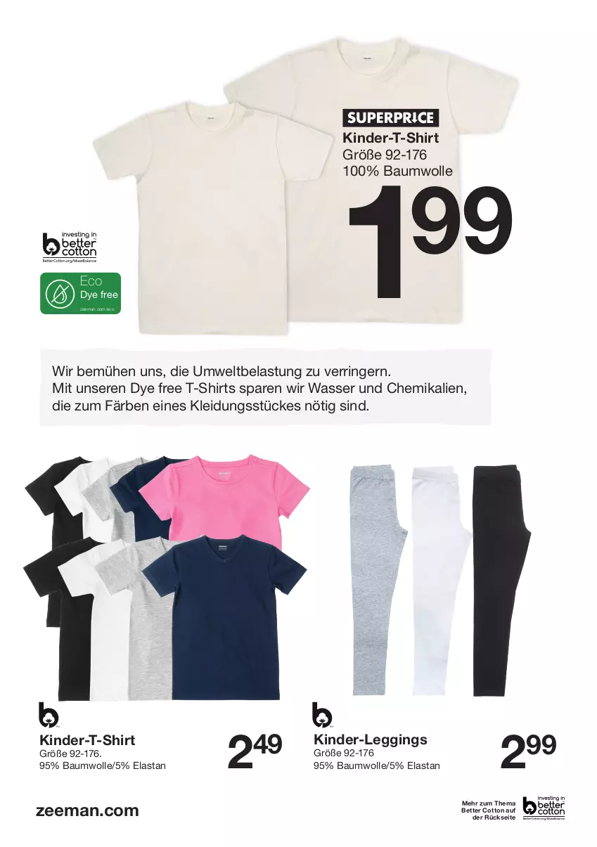 Aktueller Prospekt Zeeman - Prospekte - von 12.03 bis 25.03.2022 - strona 8 - produkty: Bau, baumwolle, bett, gin, Kinder, Kinder-T-Shirt, kleid, Kleidung, leggings, ring, shirt, shirts, T-Shirt, Ti, wasser, wolle