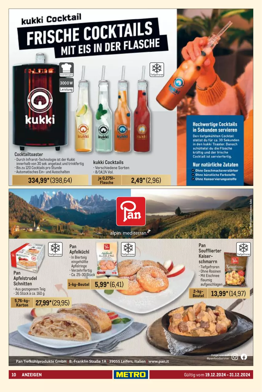 Aktueller Prospekt Metro - GastroJournal - von 19.12 bis 31.12.2024 - strona 10 - produkty: apfel, Apfelstrudel, auto, beutel, bier, cocktail, cocktails, eis, flasche, Kaiser, Kaiserschmarrn, ring, Schal, schnitten, Strudel, Ti, tisch, toast, toaster