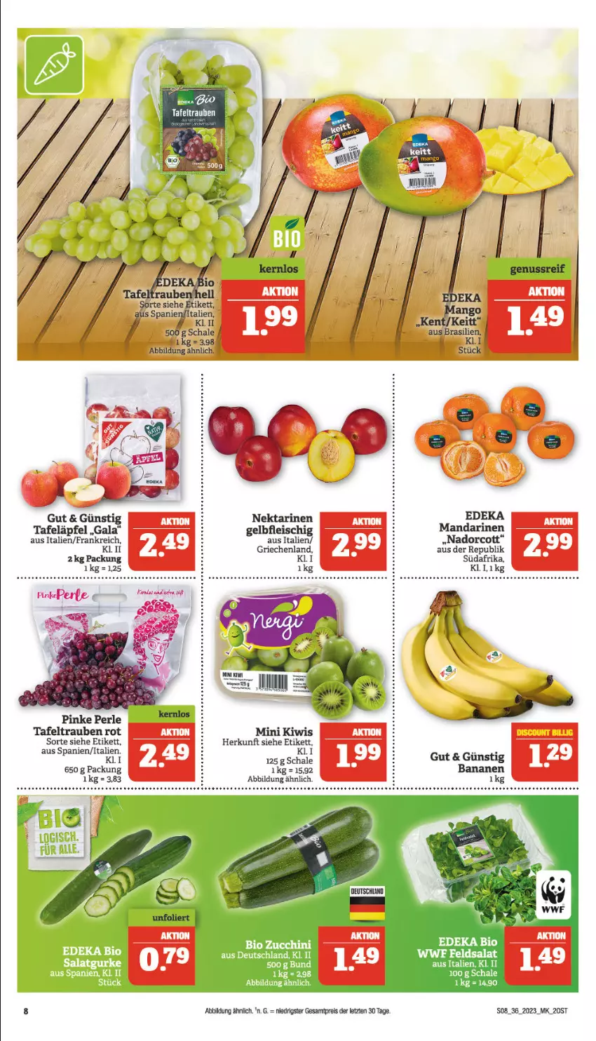 Aktueller Prospekt Marktkauf - Prospekt - von 03.09 bis 09.09.2023 - strona 10 - produkty: banane, bananen, deka, eier, eis, fleisch, mandarine, mandarinen, Nektar, nektarinen, reis, Schal, Schale, tafeläpfel, tafeltrauben, tee, Ti, trauben, ZTE