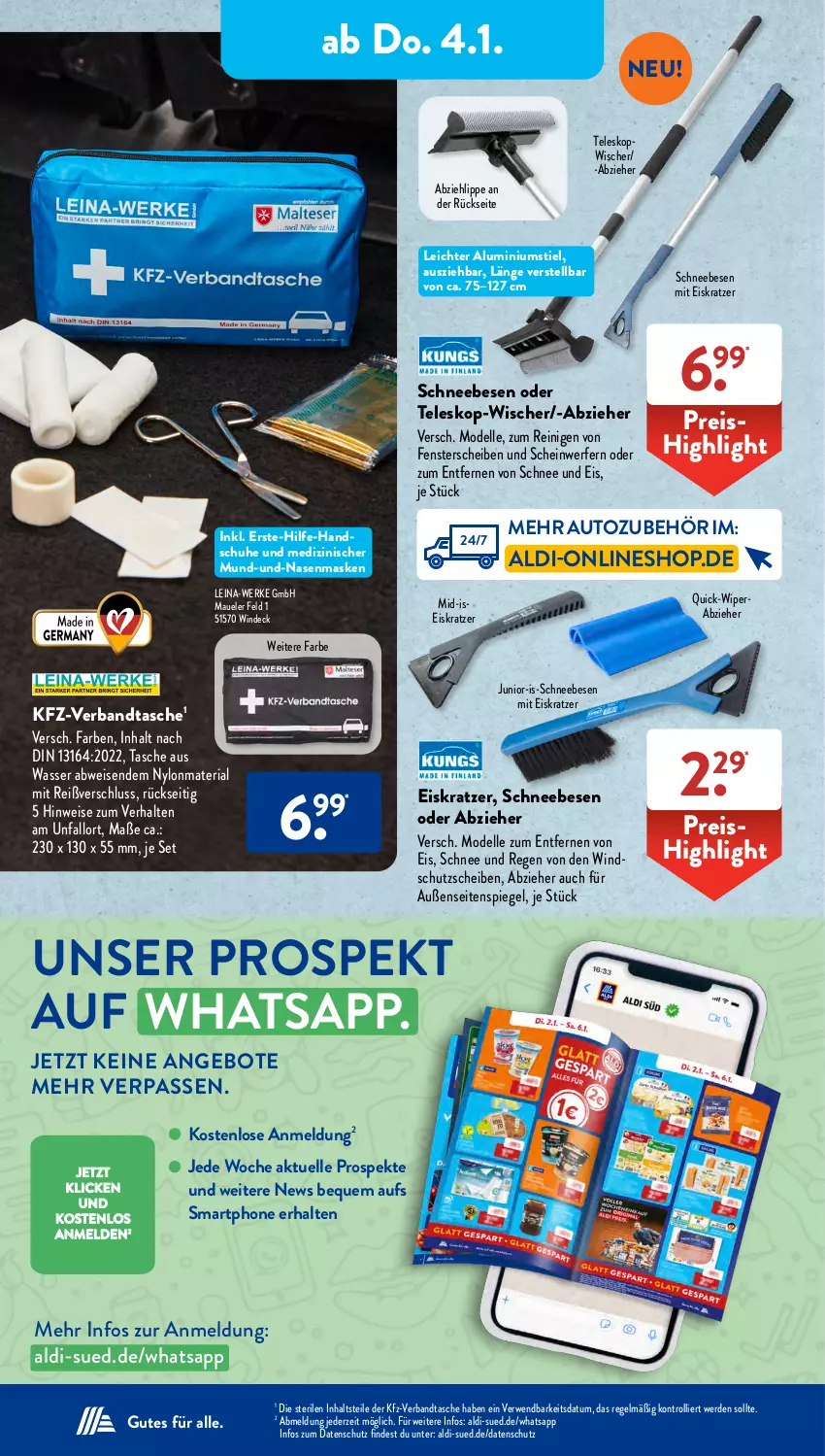 Aktueller Prospekt AldiSud - IN ZWEI WOCHEN - von 02.01 bis 06.01.2023 - strona 16 - produkty: aldi, angebot, angebote, auto, Autozubehör, dell, eis, Eiskratzer, elle, erde, fenster, handschuhe, Maske, Mode, reis, Ria, rwe, Schneebesen, schuhe, smartphone, spiegel, Tasche, Teleskop, Ti, trolli, wasser, Windschutz