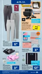 Gazetka promocyjna AldiSud - IN ZWEI WOCHEN - Gazetka - ważna od 06.01 do 06.01.2023 - strona 7 - produkty: akku, aldi, Bau, baumwolle, buch, dell, eis, elle, freisprecheinrichtung, glasplatte, hose, Hylo, in-ear-kopfhörer, jbl, kopfhörer, latte, LG, Mode, ndk, pantolette, pantoletten, reis, Schal, Schale, schnellladefunktion, Sport, telefon, teller, Ti, tisch, Trainingshose, Waage, wasser, wolle, würfel