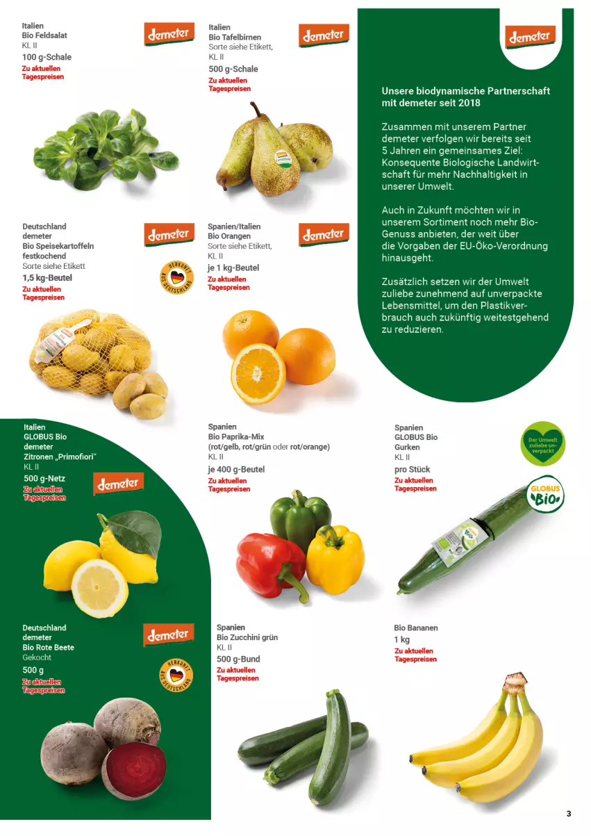 Aktueller Prospekt Globus - Prospekte - von 02.01 bis 14.01.2023 - strona 3 - produkty: asti, banane, bananen, beutel, bio, Birnen, eis, elle, ente, Faktu, feldsalat, gurke, gurken, kartoffel, kartoffeln, lebensmittel, LG, nuss, orange, orangen, paprika, Rauch, salat, Schal, Schale, speisekartoffeln, tafelbirnen, Ti, zitrone, zitronen, zucchini