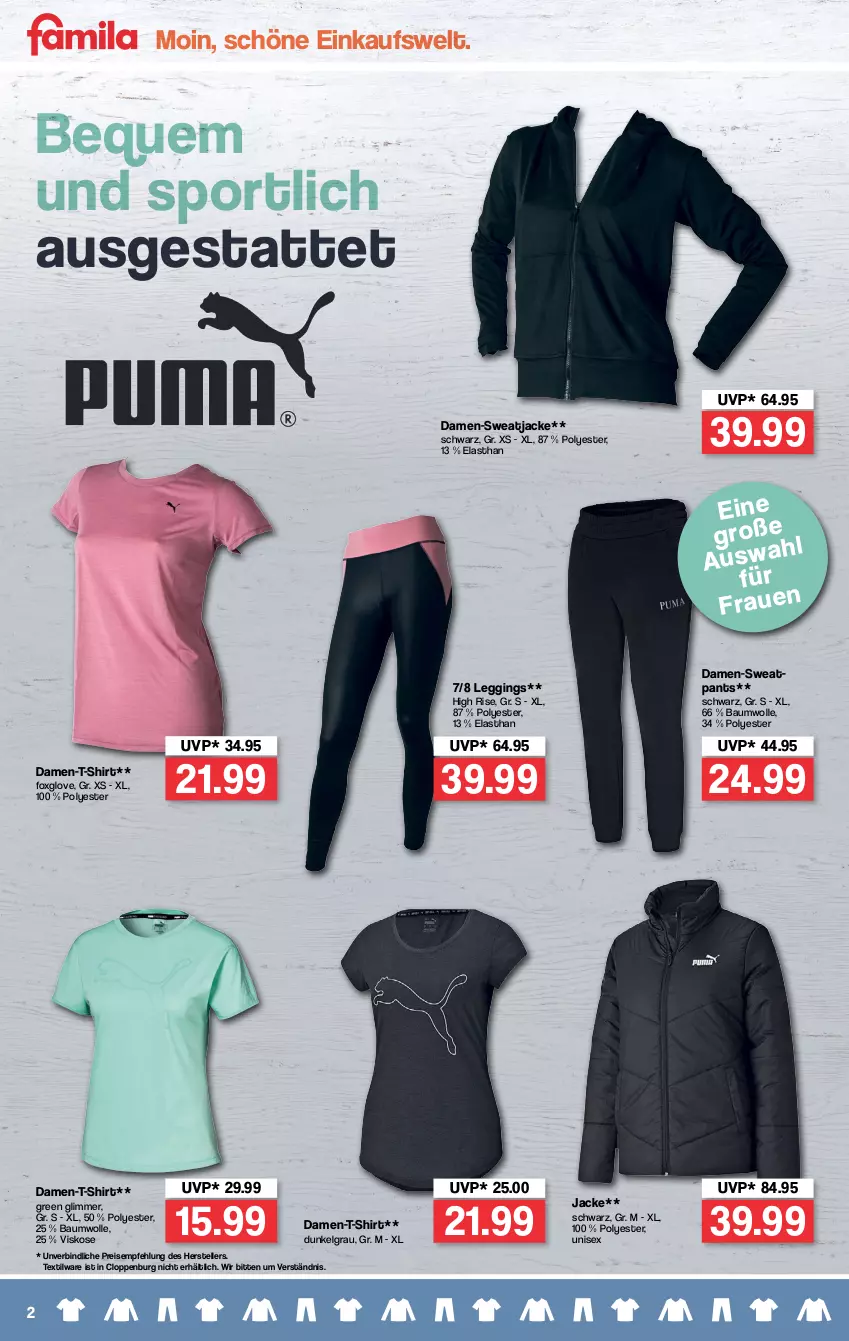 Aktueller Prospekt Famila - Prospekte - von 03.01 bis 08.01.2022 - strona 2 - produkty: Bau, baumwolle, eis, elle, gin, Jacke, leggings, LG, Pants, reis, shirt, Sport, sweatjacke, T-Shirt, teller, Ti, wolle