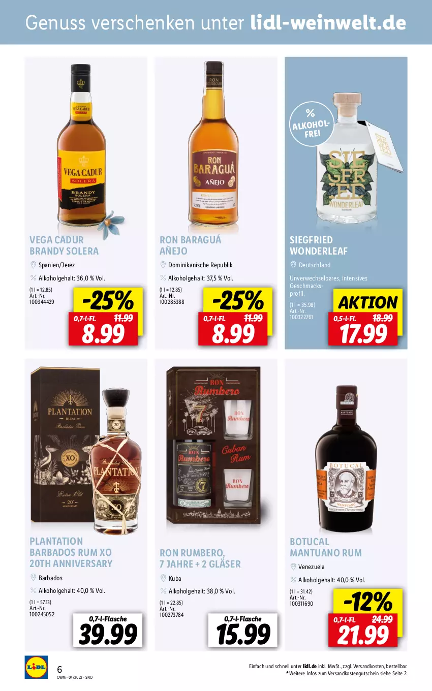 Aktueller Prospekt Lidl - Beste Weine für jeden Anlass - von 31.03 bis 30.04.2022 - strona 6 - produkty: alkohol, Bad, flasche, Gläser, gutschein, LG, mac, ndk, nuss, rum, rwe, Ti, tuc, wein