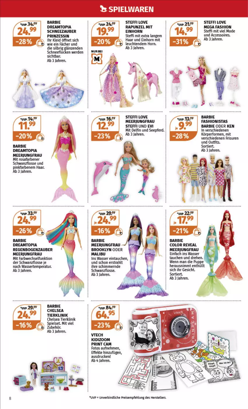 Aktueller Prospekt Mueller - Spielware & Multi-Media - von 11.12 bis 24.12.2022 - strona 8 - produkty: ACC, accessoires, Barbie, eis, elle, erde, Jungfrau, kleid, Leuchte, leuchten, Malibu, Mode, reis, spielwaren, teller, Ti, wasser