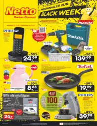 Gazetka promocyjna Netto Marken-Discount - Filial-Angebote - Gazetka - ważna od 26.11 do 26.11.2022 - strona 1 - produkty: akku, an weihnachten, angebot, angebote, auer, auto, backofen, bestpreis, Bitset, black week, braten, buch, eis, ente, Germ, gin, herdarten, Holz, HP, isolierkanne, kaffee, lack, Leuchte, ndk, Ofen, pfanne, Reinigung, reis, rind, Schal, schlagbohrmaschine, schrauben, Signal, spülmaschinen, tefal, telefon, Ti, tisch, weihnachten, ZTE