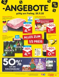 Gazetka promocyjna Netto Marken-Discount - Filial-Angebote - Gazetka - ważna od 26.11 do 26.11.2022 - strona 41 - produkty: Adventskalender, angebot, angebote, baguette, baguettes, bestpreis, Bistro Baguette, braten, dell, Dr. Oetker, eis, fleisch, krustenbraten, lindt, Mode, pils, pizza, reis, rotwein, schinken, schwein, schweine, Tapas, Ti, wein, weine, ZTE