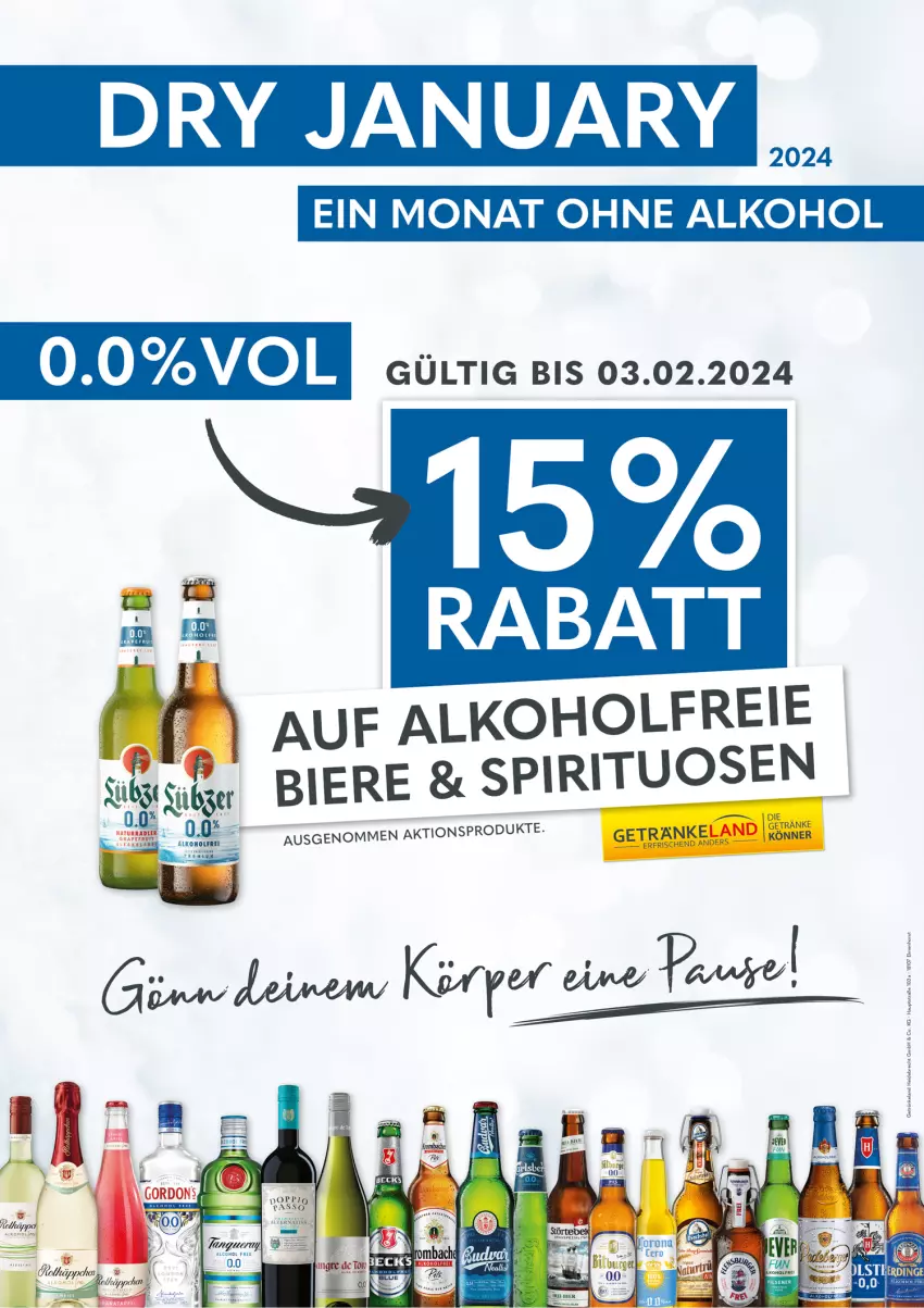 Aktueller Prospekt Getraenkeland - von 06.01 bis 03.02.2024 - strona 1 - produkty: alkohol, Elan, ohne alkohol, Ti