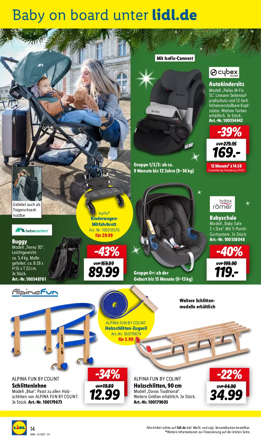 Aktueller Prospekt Lidl - Aktuelle Onlineshop-Highlights - von 01.12 bis 31.12.2023 - strona 14 - produkty: alpina, auto, Buggy, dell, elle, Holz, Kinder, Kindersitz, Kinderwagen, kopfstütze, lupilu, Mode, ndk, rucksack, sac, Schal, Schale, Schlitten, tee, Ti, ZTE