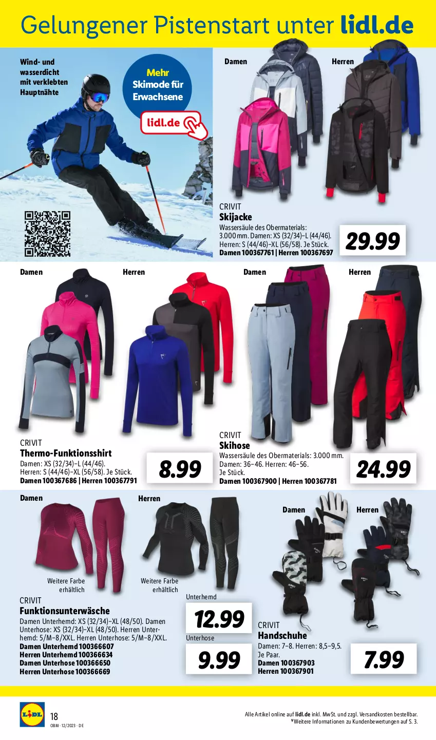 Aktueller Prospekt Lidl - Aktuelle Onlineshop-Highlights - von 01.12 bis 31.12.2023 - strona 18 - produkty: crivit, funktionsshirt, handschuhe, hemd, hose, Jacke, Mode, ndk, Ria, schuhe, shirt, Ti, Unterhemd, Unterwäsche, wasser