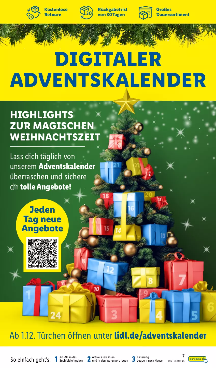 Aktueller Prospekt Lidl - Aktuelle Onlineshop-Highlights - von 01.12 bis 31.12.2023 - strona 7 - produkty: Adventskalender, angebot, angebote, auer, korb, Ti