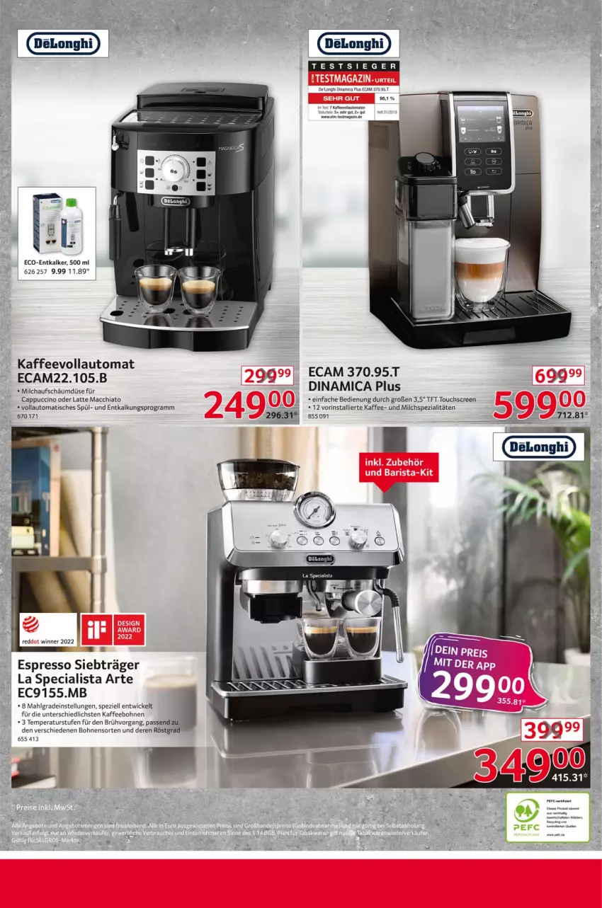 Aktueller Prospekt Selgros - Nonfood - von 03.08 bis 09.08.2023 - strona 24 - produkty: ACC, amica, auto, bohne, bohnen, Cap, cappuccino, chia, cin, delonghi, entkalker, espresso, kaffee, kaffeebohnen, kaffeevollautomat, latte, latte macchiato, LG, mac, macchiato, milch, Spezi, tee, Ti, tisch, tomate, tomaten, touchscreen, vollautomaten, WICK