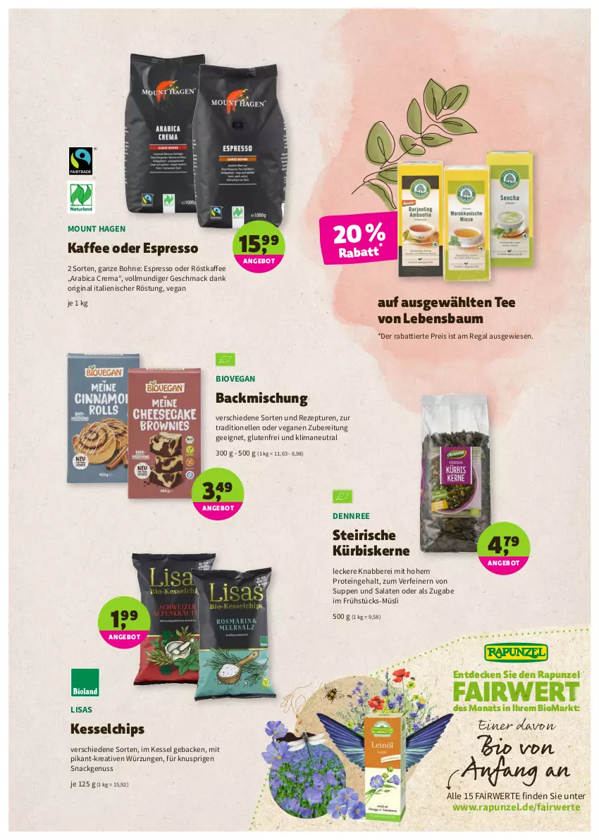 Aktueller Prospekt Denns Biomarkt - Prospekte - von 22.06 bis 05.07.2022 - strona 5 - produkty: angebot, backmischung, Bau, bio, bohne, chips, decke, dennree, eis, elle, espresso, espresso oder, geback, gin, kaffee, Kürbis, kürbiskerne, mac, müsli, nuss, oder espresso, regal, reis, rezept, röstkaffee, rwe, salat, salate, snack, suppe, suppen, tee, Ti