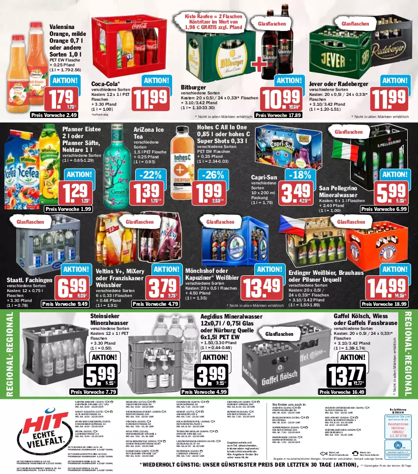 Aktueller Prospekt Hit - Wochenprospekt - von 20.10 bis 25.10.2025 - strona 19 - produkty: aeg, Alwa, angebot, angebote, auer, Bad, Berger, bier, bio, bitburger, braun, brause, burger, Cap, capri-sun, coca-cola, cola, eimer, eis, eistee, elle, Engel, erdinger, fassbrause, fisch, flasche, franziskaner, glasflasche, Hohes C, ice tea, jever, köstritzer, Lübecker, mineralwasser, Mixer, mixery, mönchshof, Nektar, orange, pfanne, Pfanner, pils, pilsner, pilsner urquell, radeberger, Rauch, reis, säfte, san pellegrino, Staatl. Fachingen, Steinsieker, tee, Ti, uhr, valensina, veltins, wasser, weissbier, ZTE