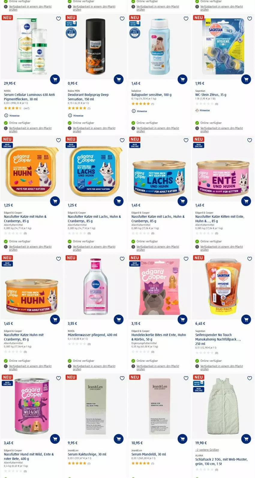 Aktueller Prospekt Dm Drogerie - Prospekte - von 07.08 bis 16.08.2023 - strona 16 - produkty: alleinfuttermittel, Babylove, Babypuder, bites, body, bodyspray, cranberry, deo, deodorant, eis, elle, ente, honig, Kürbis, lachs, mandel, Mandelöl, mizellen, nassfutter, nivea, nuk, rum, sac, sagrotan, schlafsack, Seife, seifenspender, Serum, tee, Ti, wasser, Wild