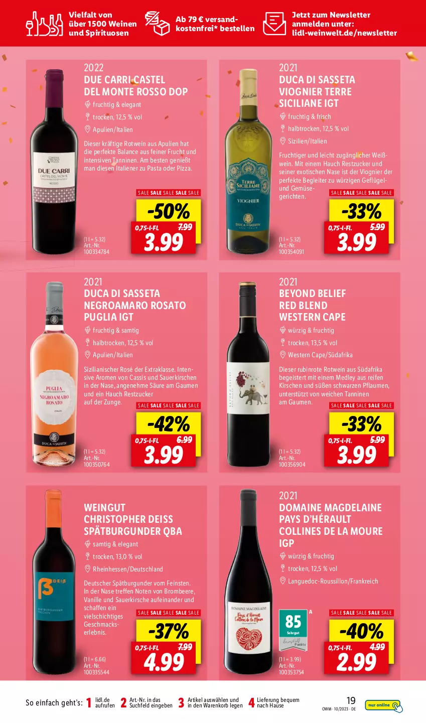 Aktueller Prospekt Lidl - Highlights in der Weinwelt - von 01.10 bis 31.10.2023 - strona 19 - produkty: amaro, auer, beere, brombeere, burgunder, Cap, cassis, eis, elle, frucht, Geflügel, kirsch, kirsche, kirschen, korb, mac, monte, ndk, pasta, pflaume, pflaumen, pizza, reifen, rosato, rotwein, Rubin, sauerkirschen, spätburgunder, spirituosen, Ti, tisch, und gemüse, vanille, versandkostenfrei, wein, weine, Weißwein, Weste, Yo, zucker