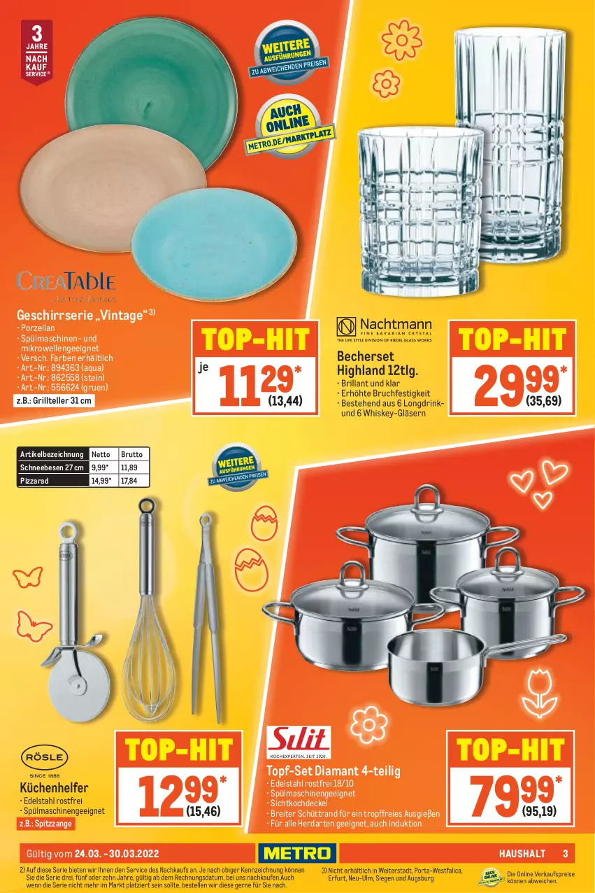 Aktueller Prospekt Metro - NonFood - von 24.03 bis 30.03.2022 - strona 3 - produkty: aqua, Becher, Brei, brut, decke, Deckel, drink, edelstahl, elle, geschirr, Geschirrserie, Gläser, grill, Grillteller, herdarten, küche, Küchen, Küchenhelfer, LG, mikrowelle, pizza, Schneebesen, spülmaschinen, teller, Ti, top-hit, topf, topf-set, whiskey