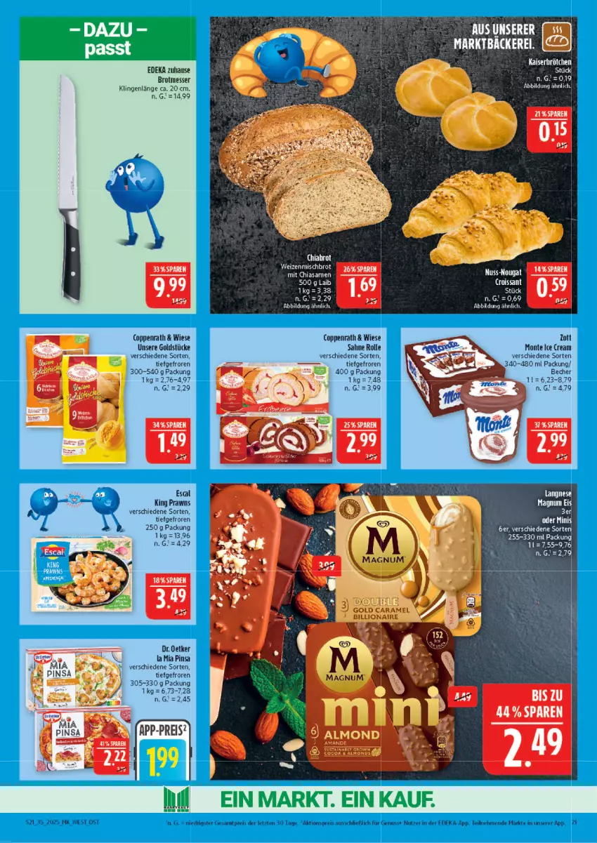 Aktueller Prospekt Marktkauf - Prospekt - von 24.08 bis 30.08.2025 - strona 21 - produkty: aktionspreis, Becher, brot, caramel, chia, coppenrath, deka, Dr. Oetker, eis, elle, Goldstücke, Kaiser, langnese, lion, magnum, messer, monte, nuss, prawns, reis, sahne, Ti, weizenmischbrot, zott, ZTE