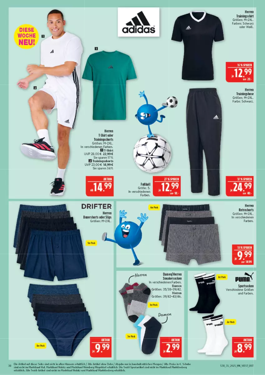 Aktueller Prospekt Marktkauf - Prospekt - von 24.08 bis 30.08.2025 - strona 38 - produkty: axe, ball, eis, Fußball, hose, puma, reis, retroshorts, schuhe, shirt, shorts, slip, slips, sneaker, sneakersocken, socken, Sport, sportsocken, T-Shirt, Ti, Trainingshose