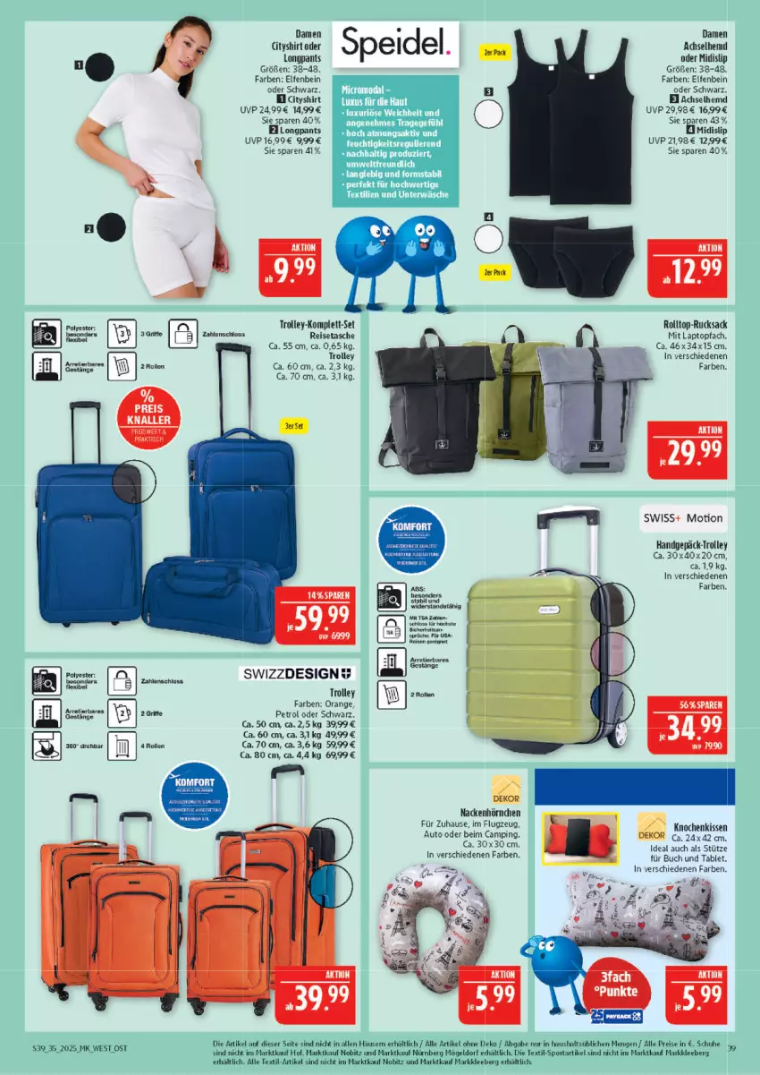 Aktueller Prospekt Marktkauf - Prospekt - von 24.08 bis 30.08.2025 - strona 39 - produkty: achselhemd, auto, buch, eis, hemd, kissen, Laptop, orange, Pants, reis, reisetasche, rel, rucksack, sac, schuhe, shirt, slip, speidel, Sport, Stier, tablet, Tasche, Ti, topf, trolley