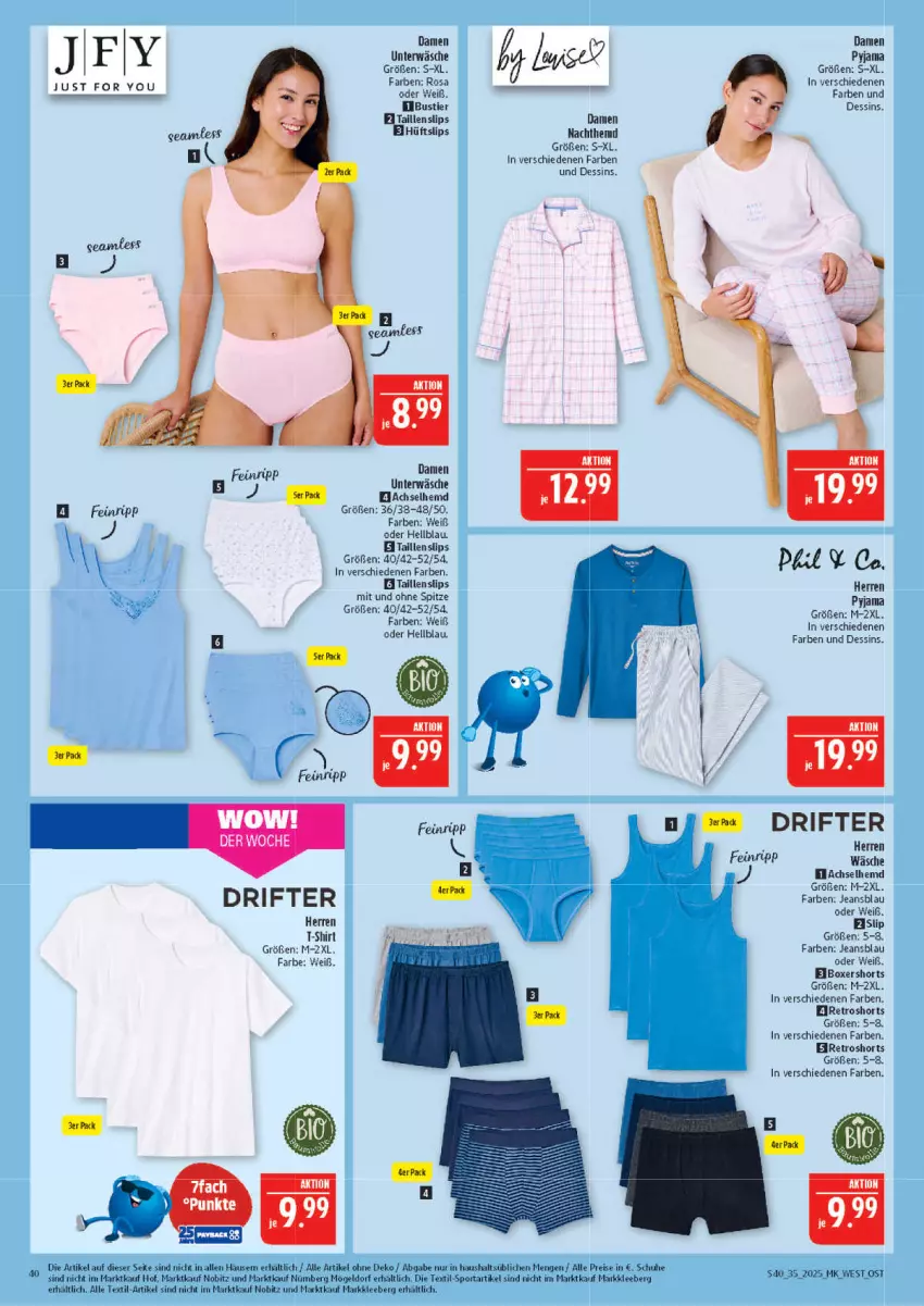 Aktueller Prospekt Marktkauf - Prospekt - von 24.08 bis 30.08.2025 - strona 40 - produkty: achselhemd, eis, hemd, jeans, lachs, Nachthemd, Pyjama, reis, retroshorts, schuhe, shirt, shorts, slip, slips, Sport, Stier, T-Shirt, Taillenslip, Ti, Unterwäsche, Yo