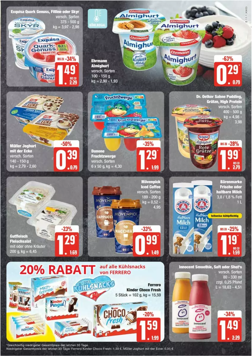 Aktueller Prospekt Edeka - Prospekte - von 12.08 bis 17.08.2024 - strona 11 - produkty: choco fresh, eis, ferrero, fisch, joghur, joghurt, joghurt mit der ecke, Kinder, Kinder Choco fresh, LG, Müller, reis, Ti, ZTE