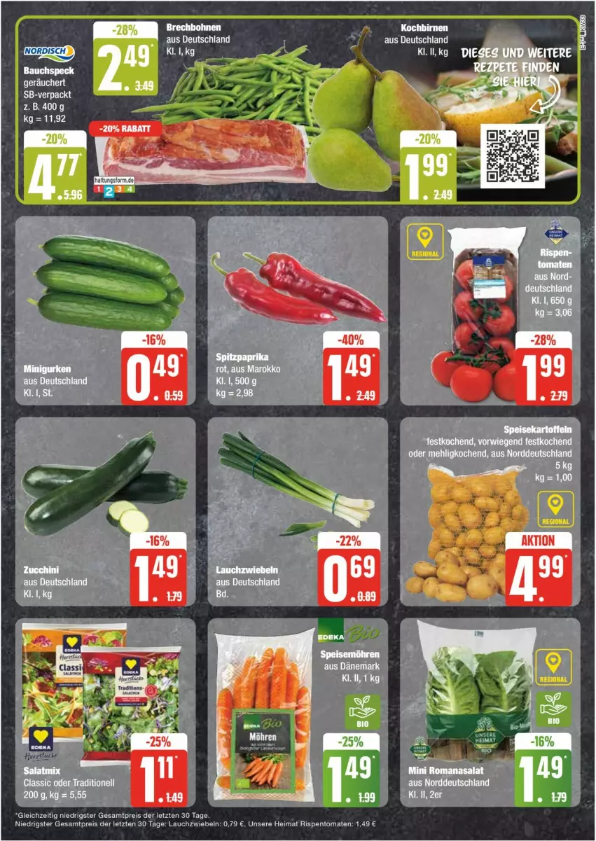 Aktueller Prospekt Edeka - Prospekte - von 12.08 bis 17.08.2024 - strona 7 - produkty: Bau, Birnen, bohne, bohnen, eis, kartoffel, kartoffeln, Lauchzwiebel, lauchzwiebeln, mehl, reis, rispentomaten, Speck, speisekartoffeln, Ti, tomate, tomaten, ZTE, zwiebel, zwiebeln