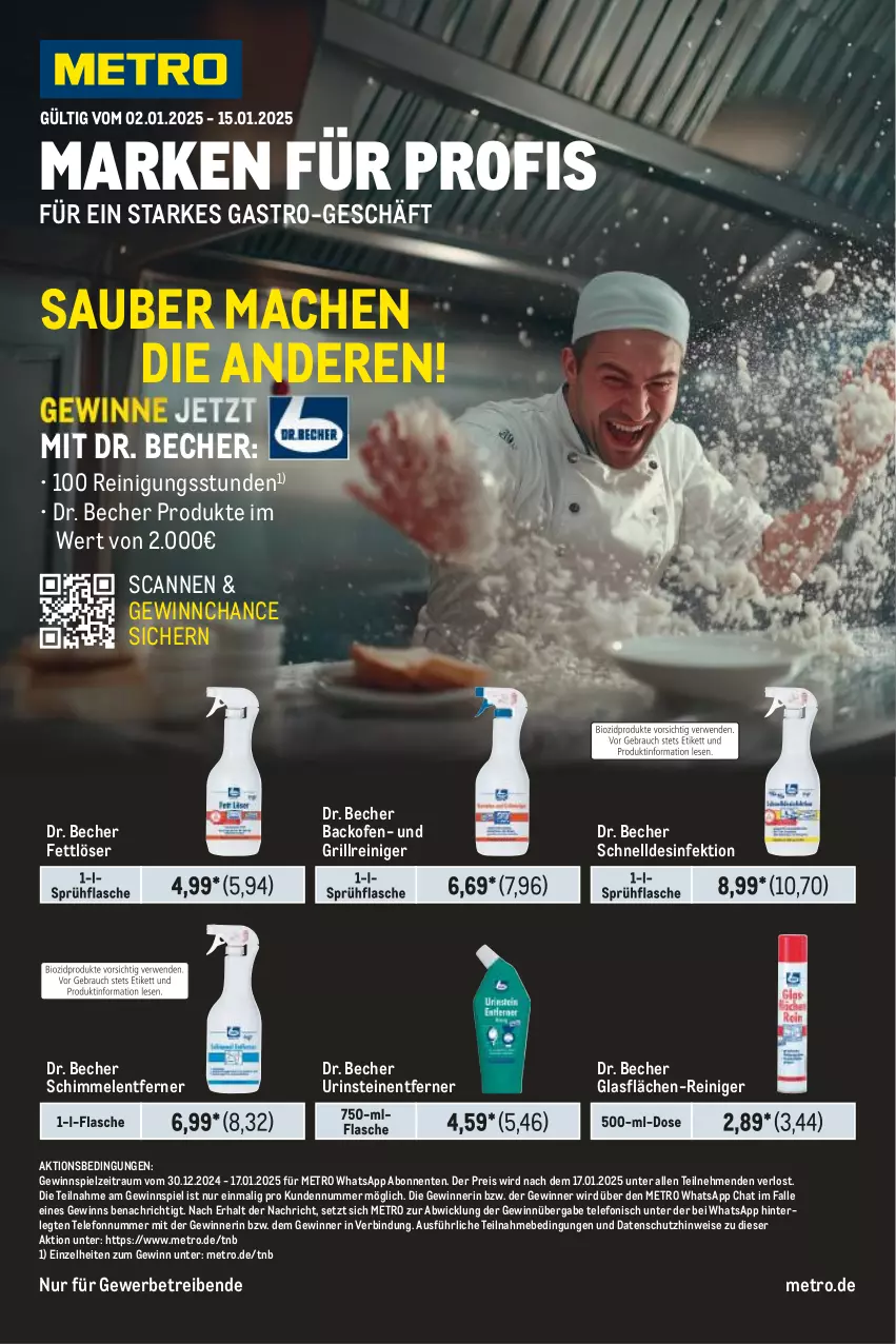 Aktueller Prospekt Metro - Starke Marken Profi - von 02.01 bis 15.01.2025 - strona 1 - produkty: backofen, Becher, Desinfektion, eis, ente, Fettlöser, flasche, gewinnspiel, grill, Grillreiniger, mac, Metro, Ofen, reiniger, Reinigung, reis, sprühflasche, telefon, Ti, WICK