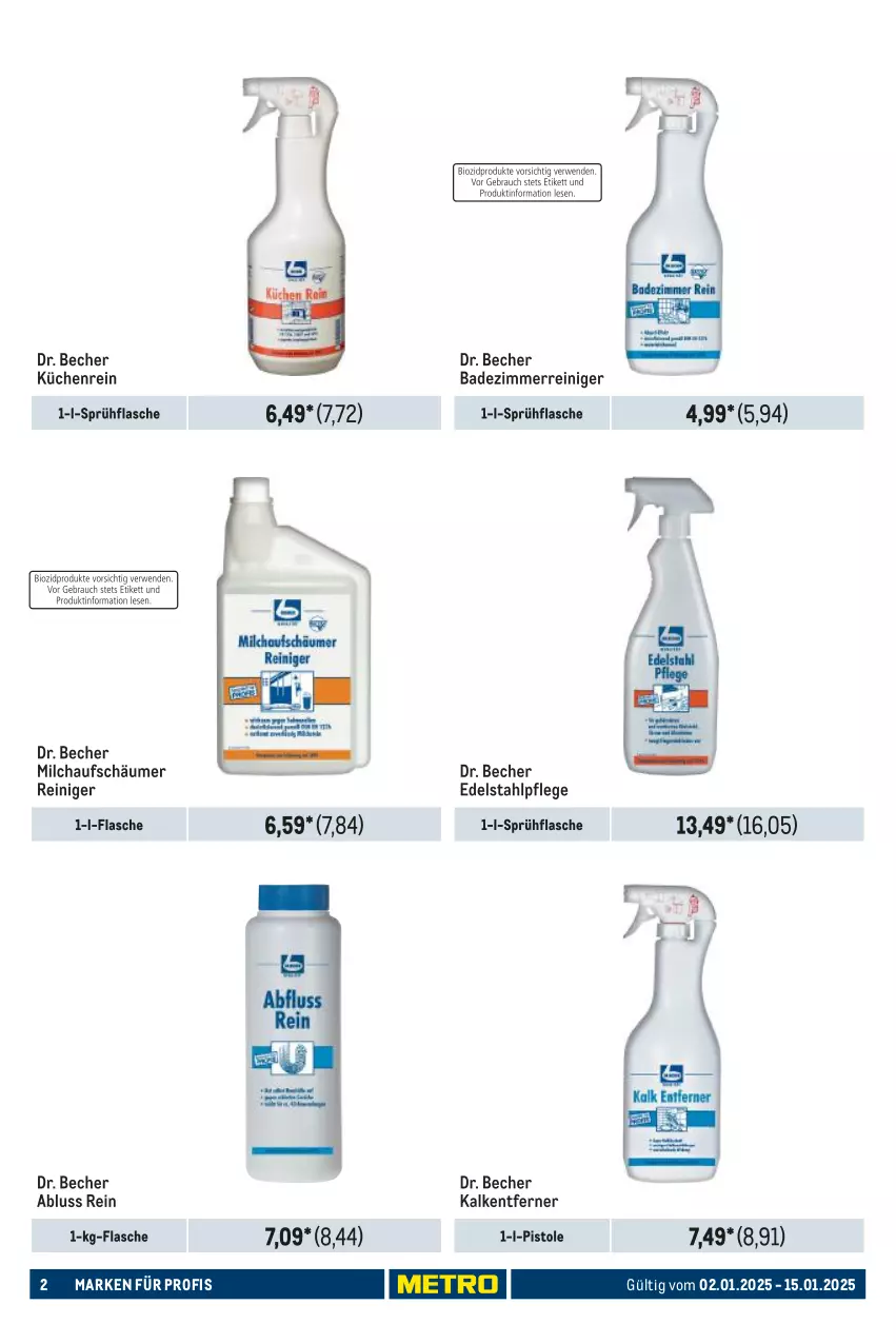 Aktueller Prospekt Metro - Starke Marken Profi - von 02.01 bis 15.01.2025 - strona 2 - produkty: Bad, Becher, edelstahl, flasche, küche, Küchen, milch, milchaufschäumer, reiniger, sprühflasche, Ti