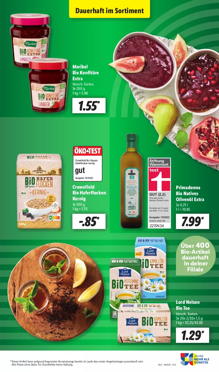 Aktueller Prospekt Lidl - Aktionsprospekt - von 25.09 bis 30.09.2023 - strona 15 - produkty: angebot, auer, bio, eis, hafer, haferflocken, konfitüre, konfitüre extra, natives olivenöl, olive, oliven, olivenöl, olivenöl extra, reis, tee, Ti, ZTE