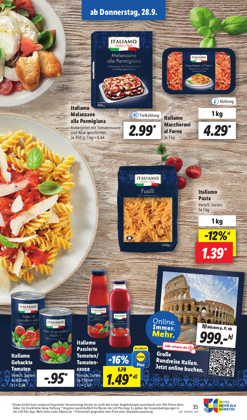 Aktueller Prospekt Lidl - Aktionsprospekt - von 25.09 bis 30.09.2023 - strona 51 - produkty: ACC, angebot, aubergine, auberginen, buch, coupon, eis, Elan, gin, hero, italiamo, Käse, mac, pasta, preisvorteil, reis, sauce, Ti, tomate, tomaten, tomatensauce, ZTE