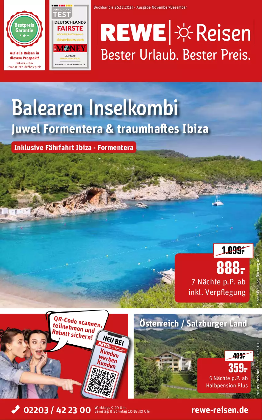 Aktueller Prospekt Rewe Reisen - Reiseprospekt - von 24.10 bis 26.12.2025 - strona 1 - produkty: bestpreis, buch, burger, eis, ente, reis, salz, uhr