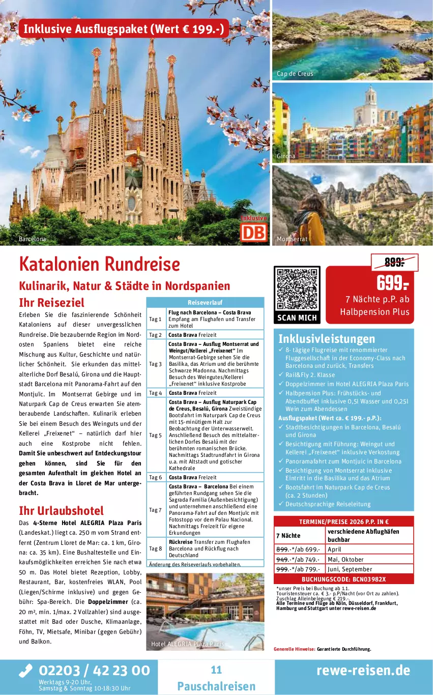 Aktueller Prospekt Rewe Reisen - Reiseprospekt - von 24.10 bis 26.12.2025 - strona 11 - produkty: Bad, buch, Cap, deutschsprachige reiseleitung, dusche, eis, elle, freixenet, inklusivleistungen, Liege, natur, pool, pril, rama, reis, reiseverlauf, rel, rezept, Ria, rum, rwe, Schal, schirme, Ti, tisch, uhr, wasser, wein